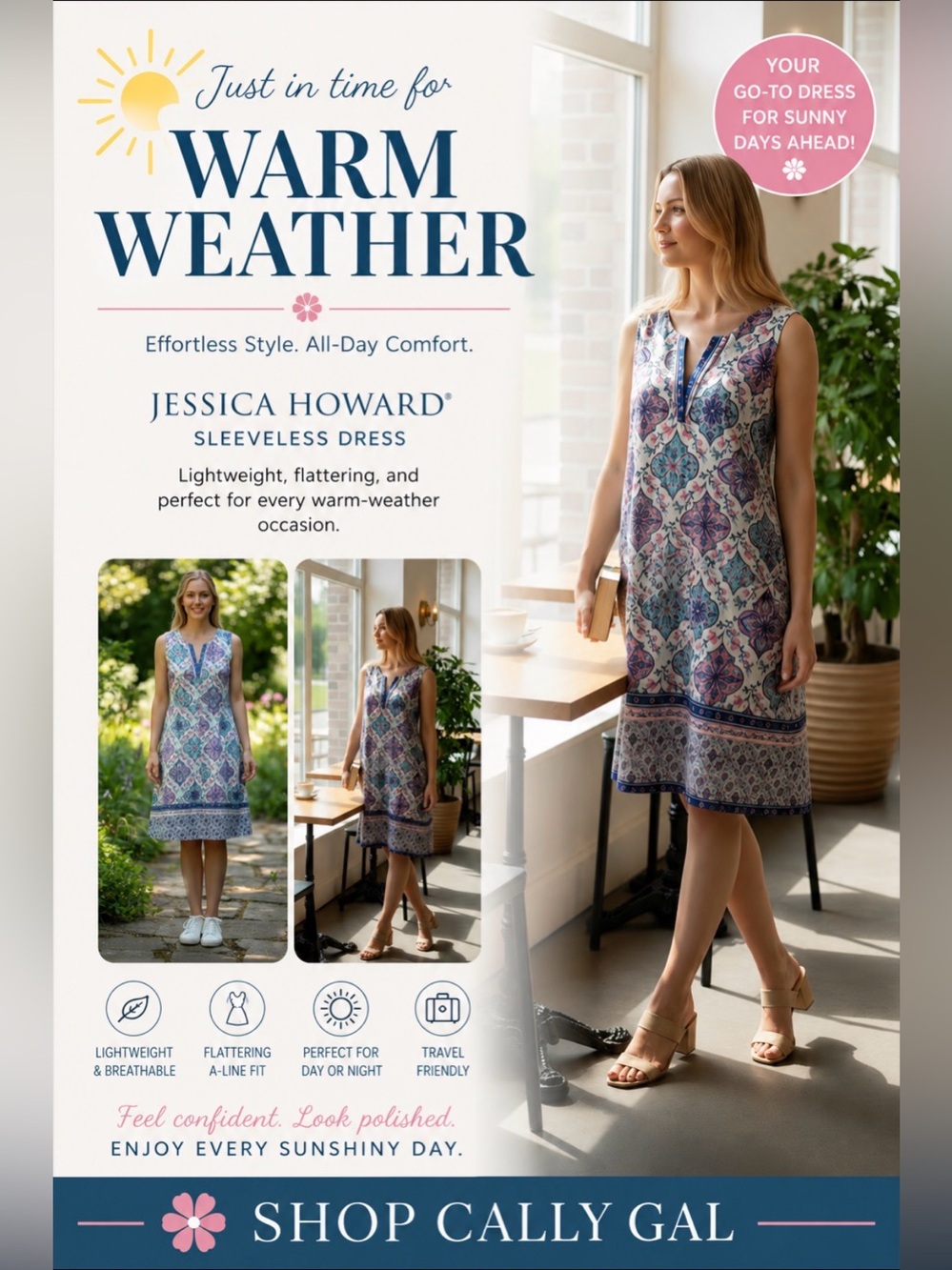 Jessica Howard Blue and White Paisley Sleeveless Dress 👗